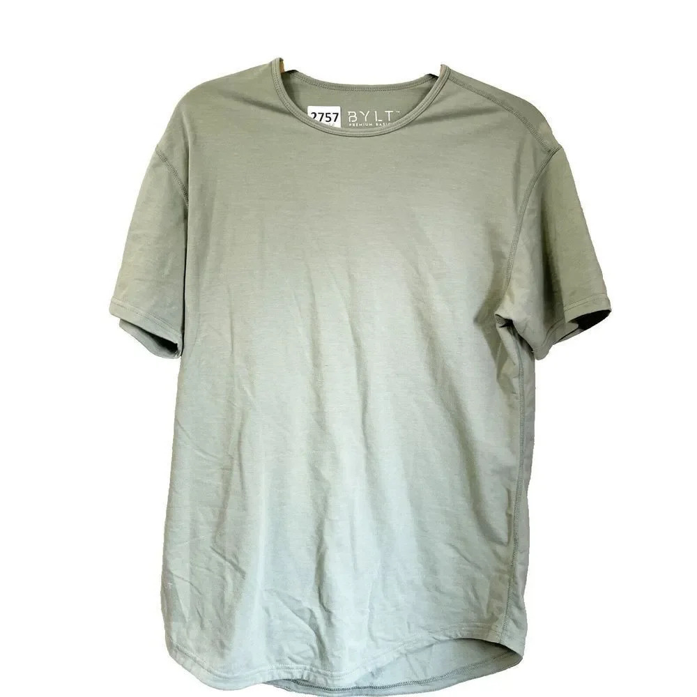 BYLT Mens Green T Shirt Medium Premium Basics Drop Cut Short Sleeve Pullover Top